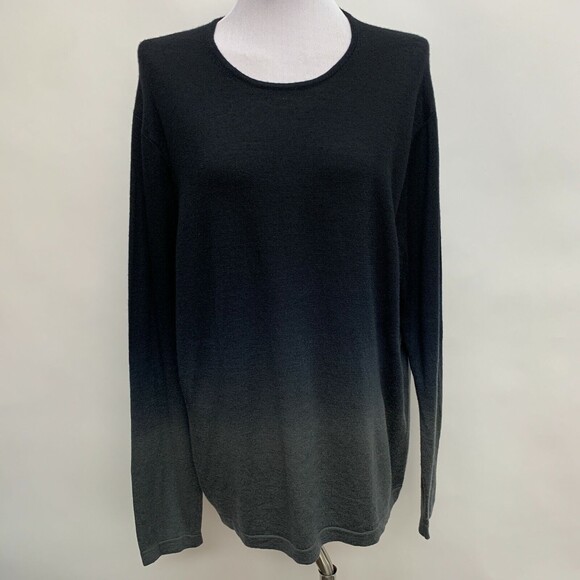 INC International Concepts Women's Sweater Large Black Gray Ombre 100% Wool - Picture 1 of 8